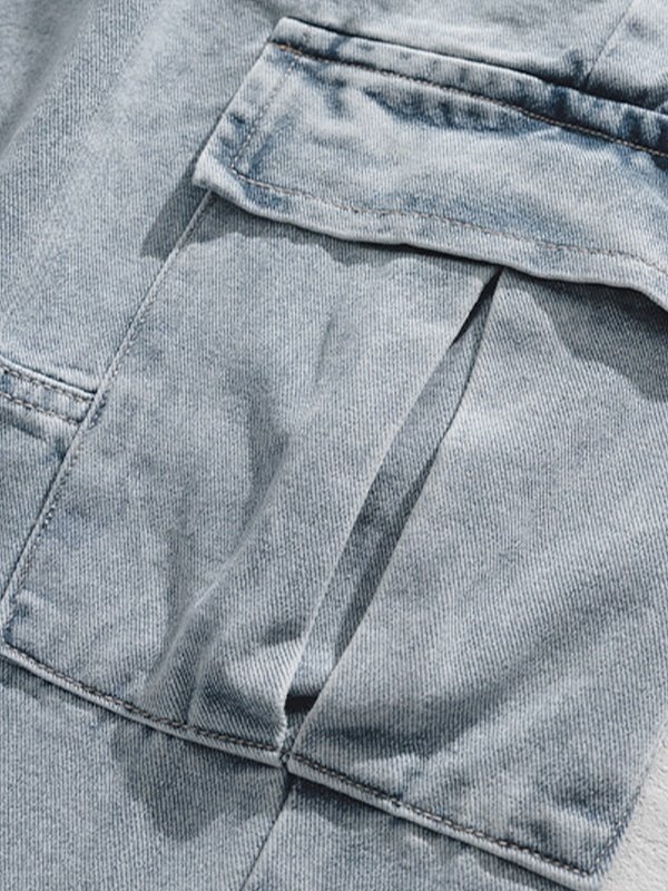 Lose Cargo-Jeans aus Denim für Herren in Vintage-Waschung-3