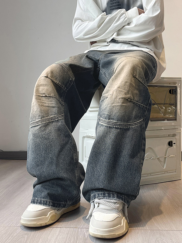 Lose Herrenjeans im Used-Look mit Rüschen-3