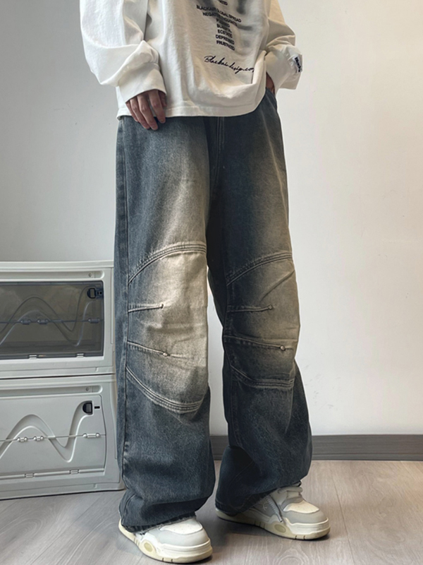 Lose Herrenjeans im Used-Look mit Rüschen-2