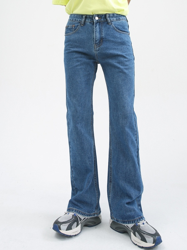 Herren All-Match Schlankheits-Jeans mit weitem Bein und leicht ausgestellter Waschung-1