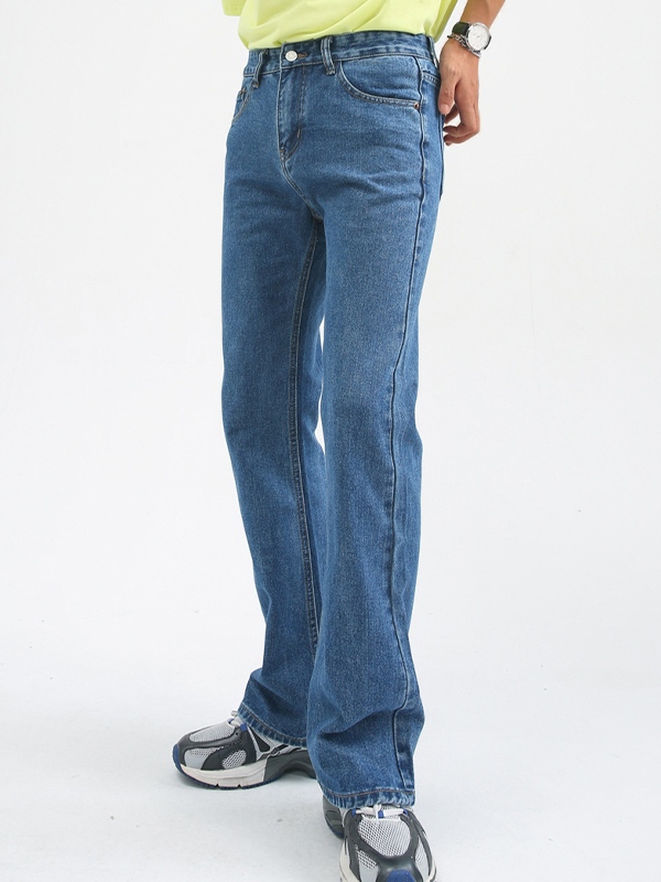 Herren All-Match Schlankheits-Jeans mit weitem Bein und leicht ausgestellter Waschung-3