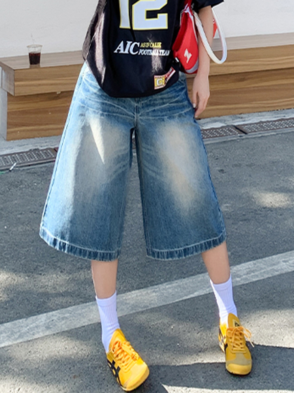 Vintage Lightning Stripe Seven Denim Shorts-1