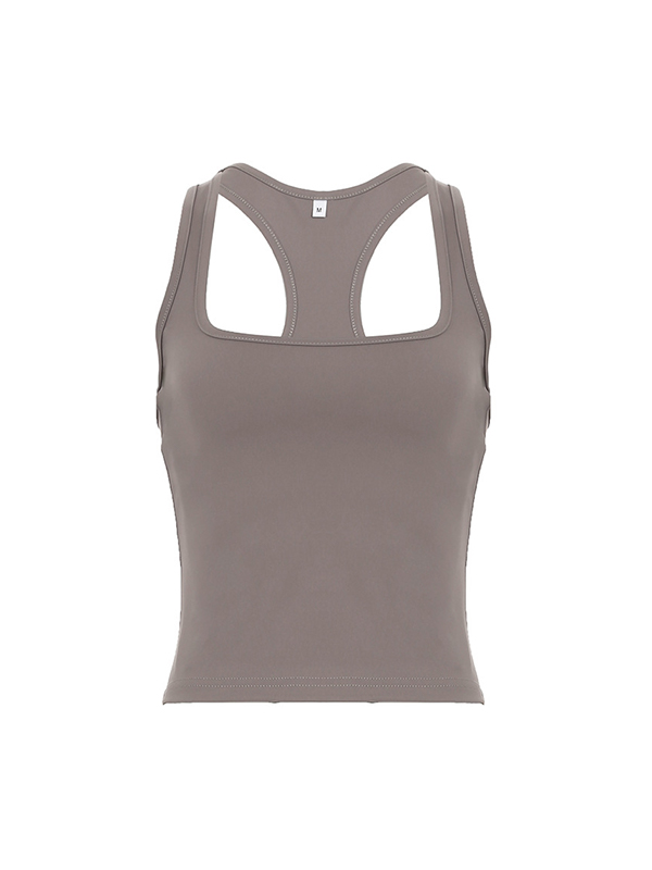 Schlichtes Tanktop mit quadratischem Ausschnitt und I-Wort in Volltonfarbe-2