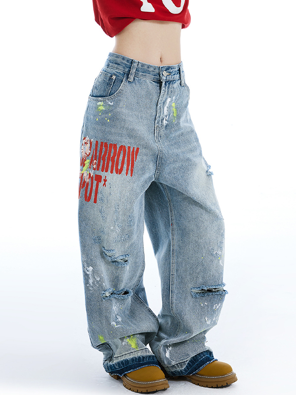 Boyfriendjeans mit verwaschener Vintage-Stickerei-2