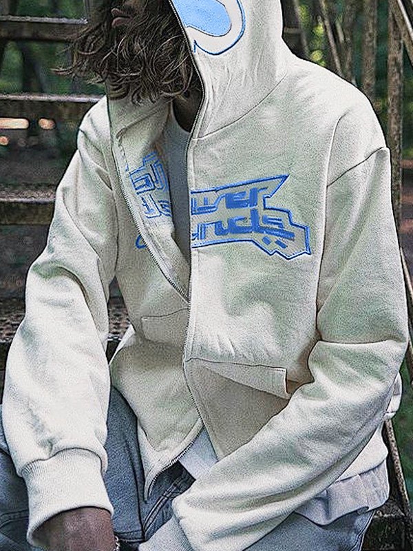 Flower Instinct Stickerei-Hoodie mit Reißverschluss für Herren-1