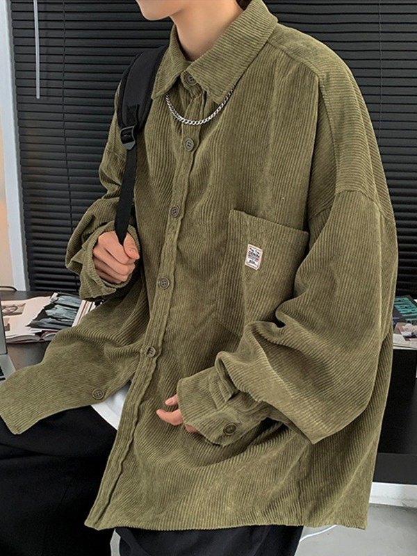 Lockeres Button-Down-Hemd aus Cord für Herren-3