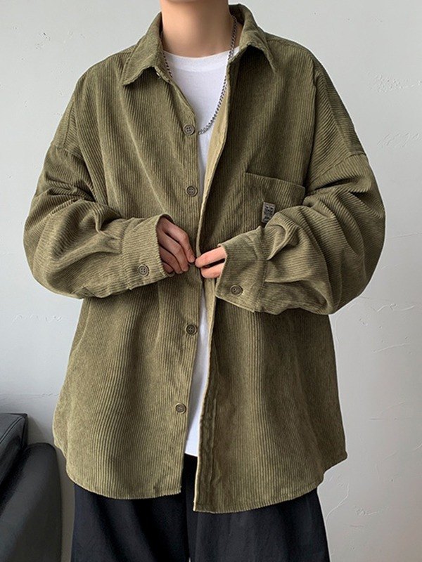 Lockeres Button-Down-Hemd aus Cord für Herren-1