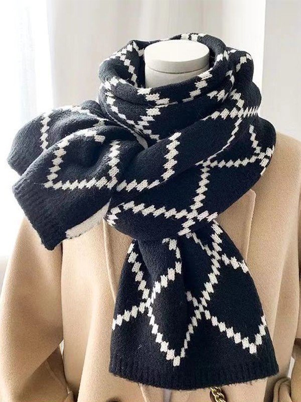 Vintage Rhombus Jacquard langer Schal-1